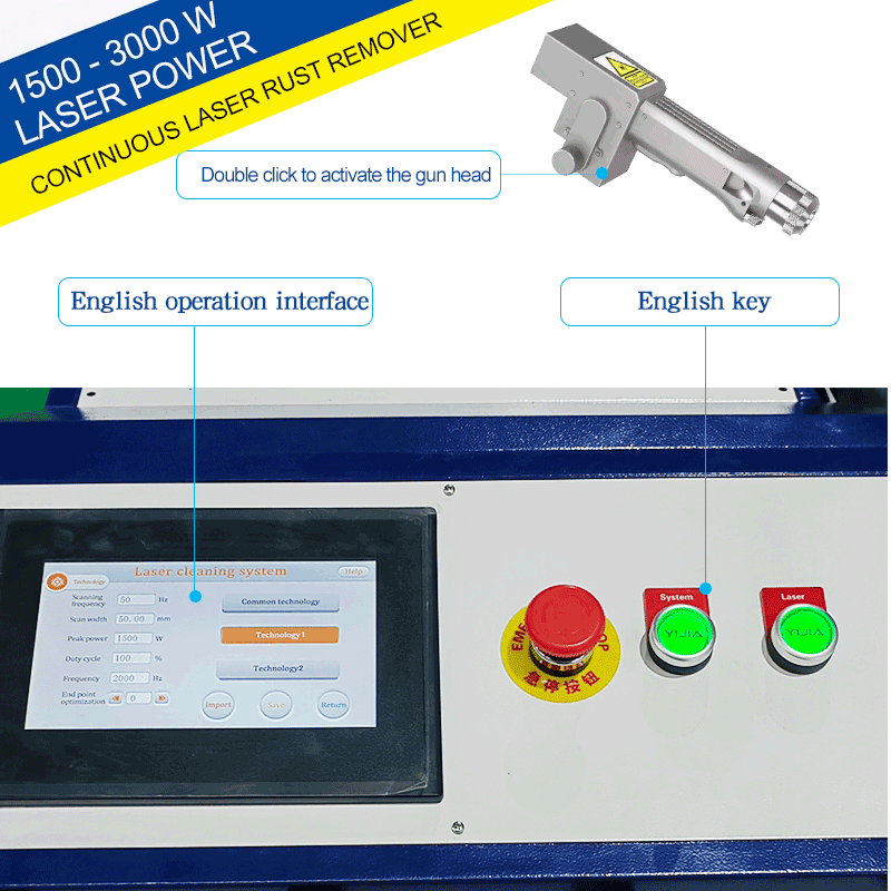 Fiber Laser Cleaning Machine 1000W - Taşınabilir 1000W/2000W/3000W El Tipi Lazer Temizleyici