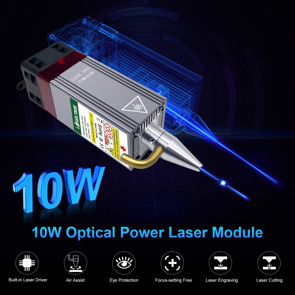 Laser Engraver 20W Diode - Hava Destekli 20W 455nm Mavi Diyot